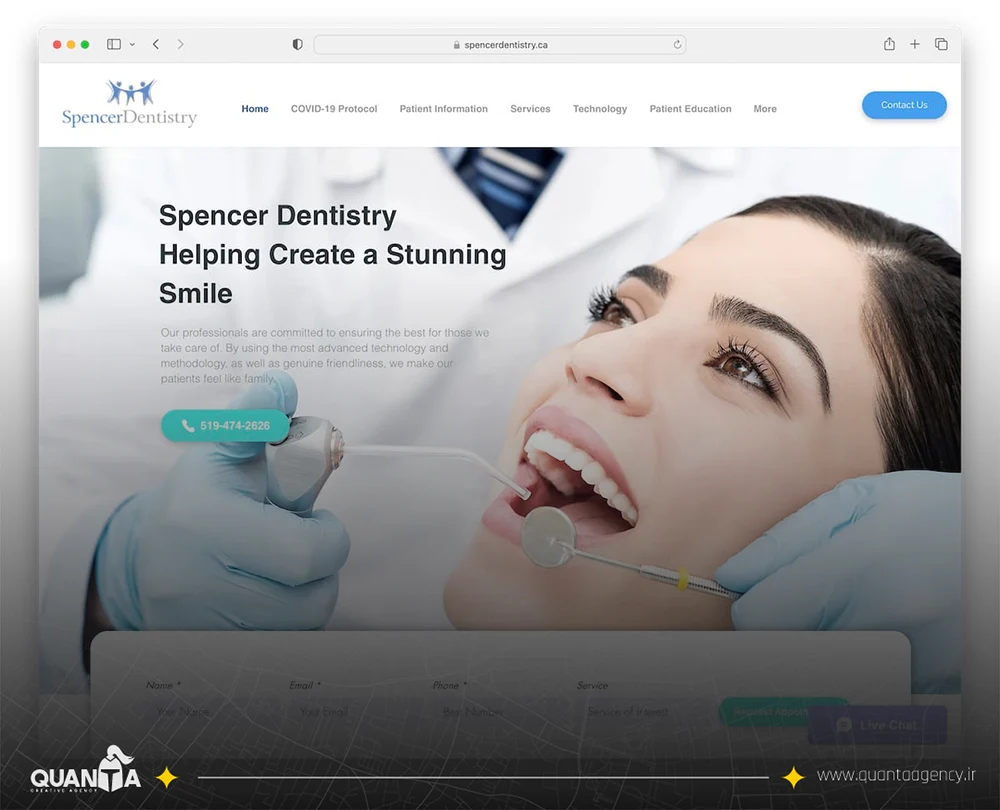 نمونه یک سایت دندانپزشکی که روی آن سئو انجام شده است - خدمات سئو سایت پزشکی