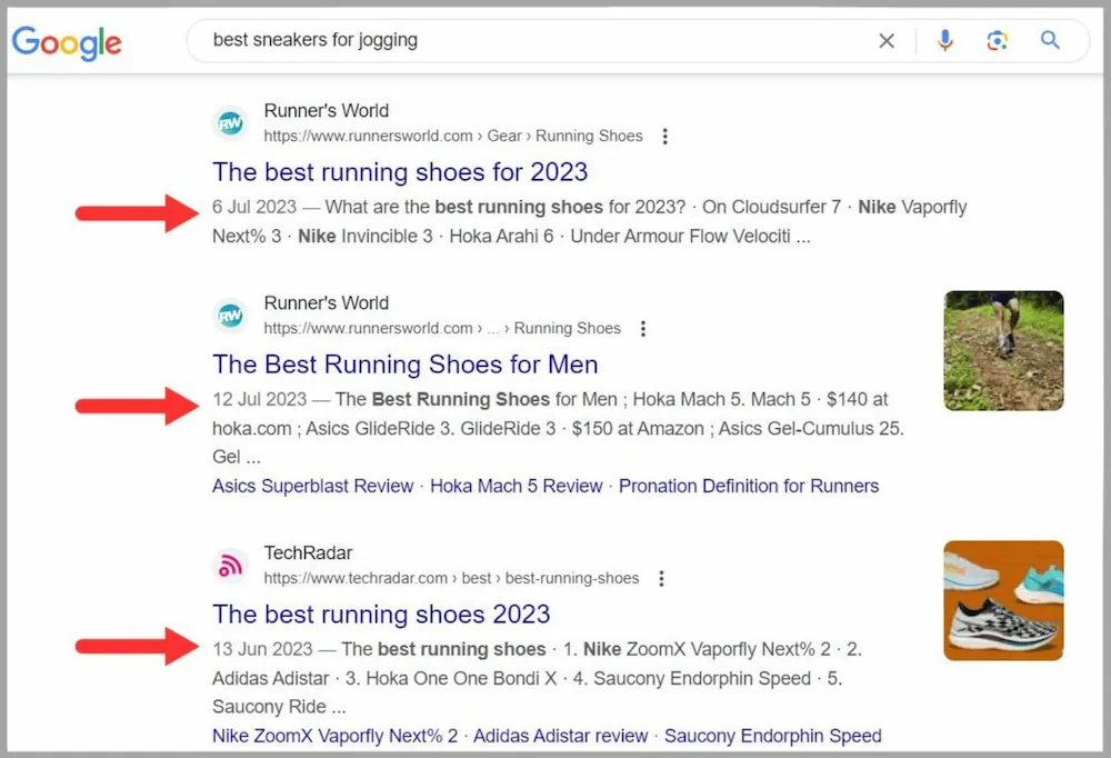 سرچ کوئری بهتری کفش دویدن در گوگل